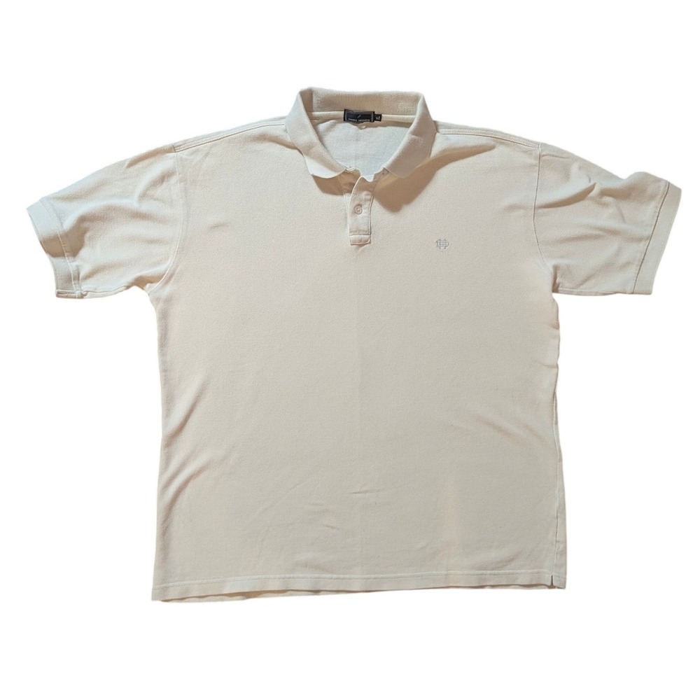 Daniel Hechter Polo Shirt Men XL Cream Short Sleeve Cotton Pique‎ Casual Classic